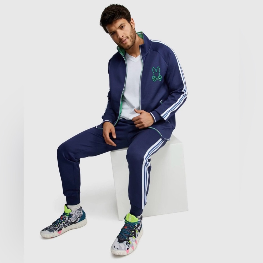 Psycho Bunny Men’s Mapperley Zip Up Sweatshirt Admiral Blue Jacket Size:XXL
